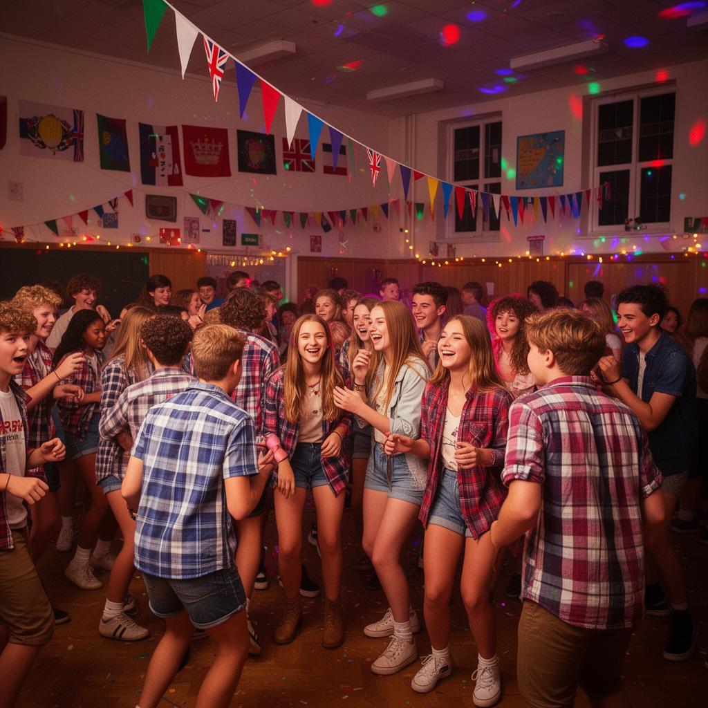 Teenagers enjoying an evening social event